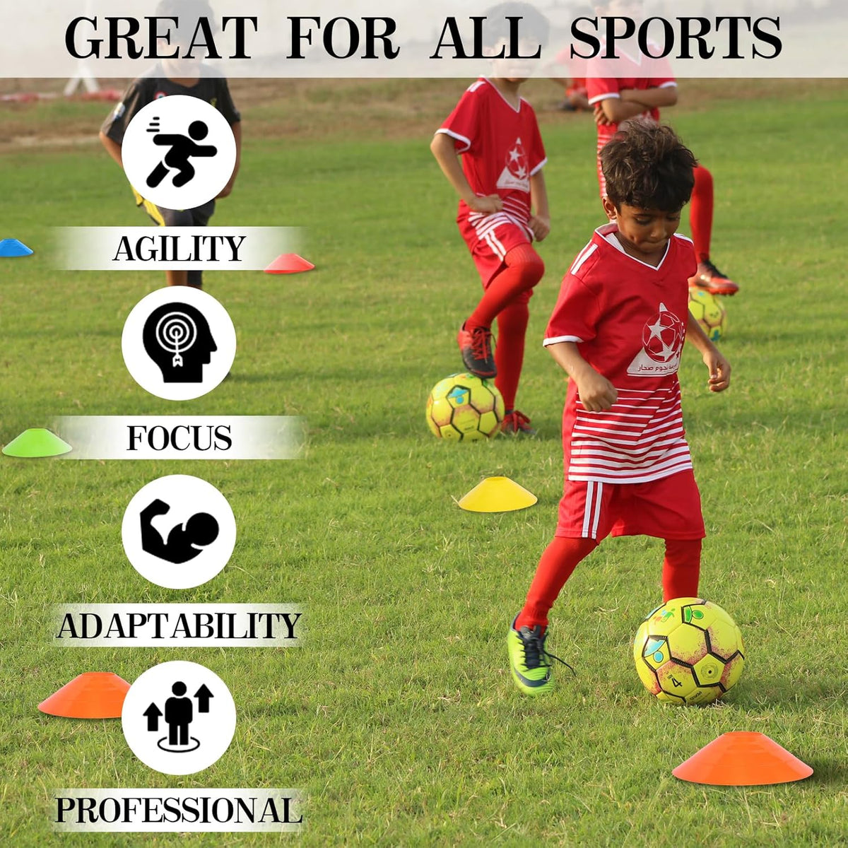 Soccer Cones 15/25/30/50 Pack with Mesh Bag & Strap-Soccer Cones for Sports Training, Football, Basketball,Running Drills-Agility Cones for Indoor and Outdoor Games