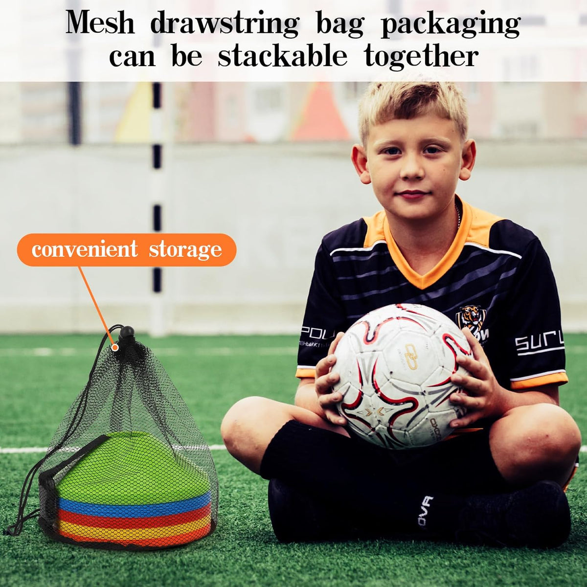 Soccer Cones 15/25/30/50 Pack with Mesh Bag & Strap-Soccer Cones for Sports Training, Football, Basketball,Running Drills-Agility Cones for Indoor and Outdoor Games